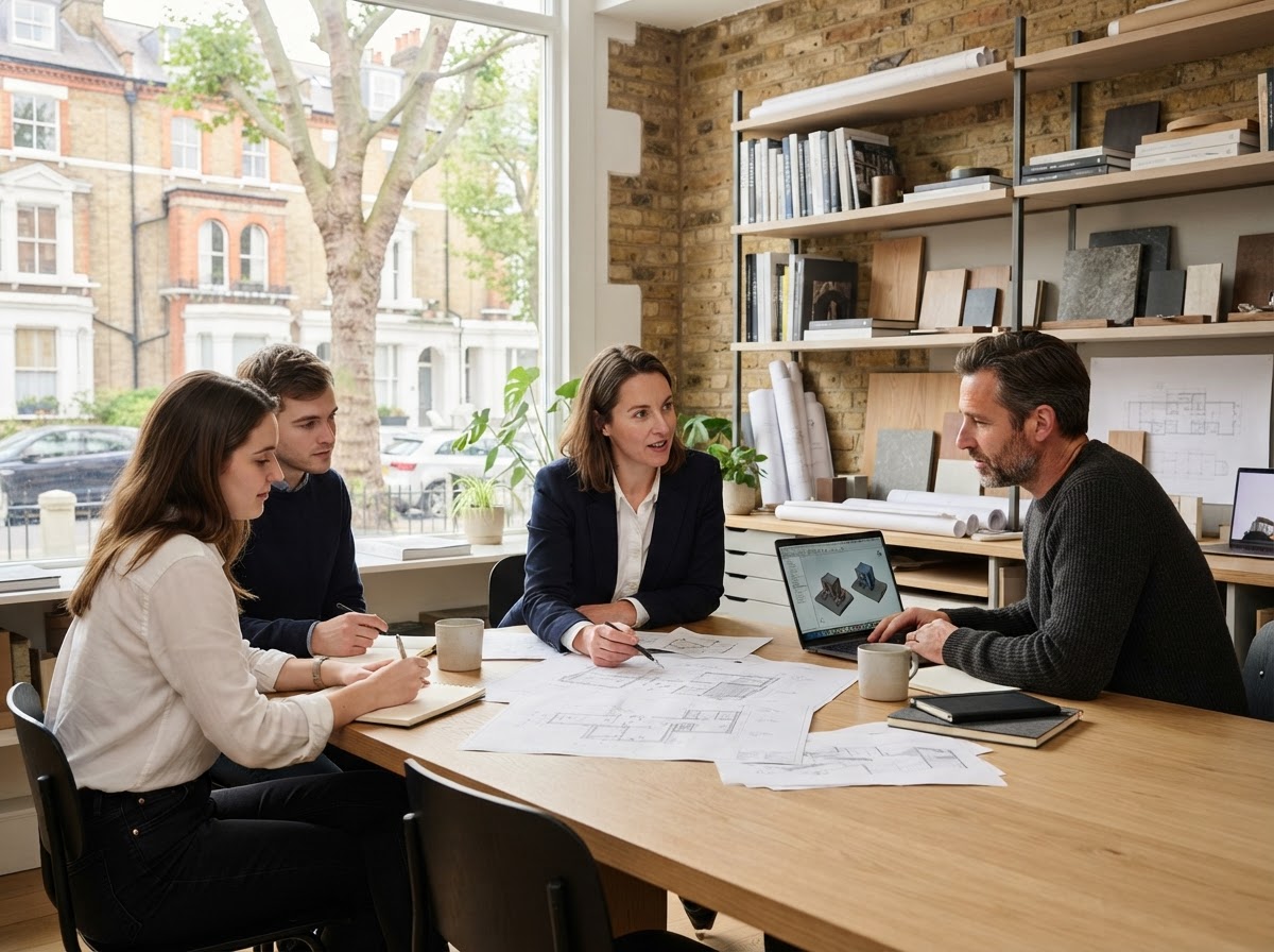 Lyre Vermoholm data analysts reviewing predictive market models in a minimal office setting